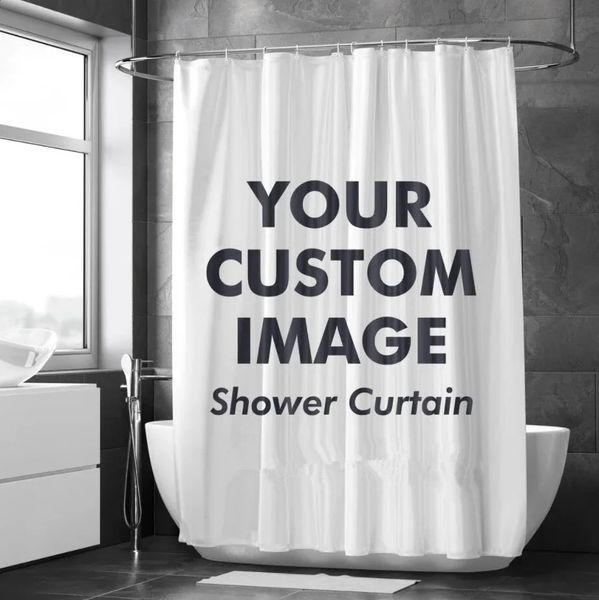 Customized shower curtains bathroom waterproof customized pos polyester decoration with hooks POD direct personalized 240828