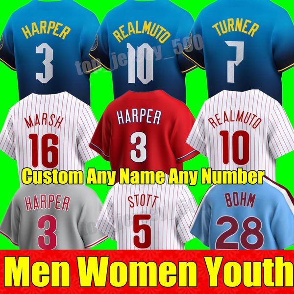 Custom S-4XL 2024 City Connect Baseball Jerseys Men Women youth Bryce Harpe Trea Turner Rhys Hoskins Philadelphia JT Realmuto Phillies Schwa