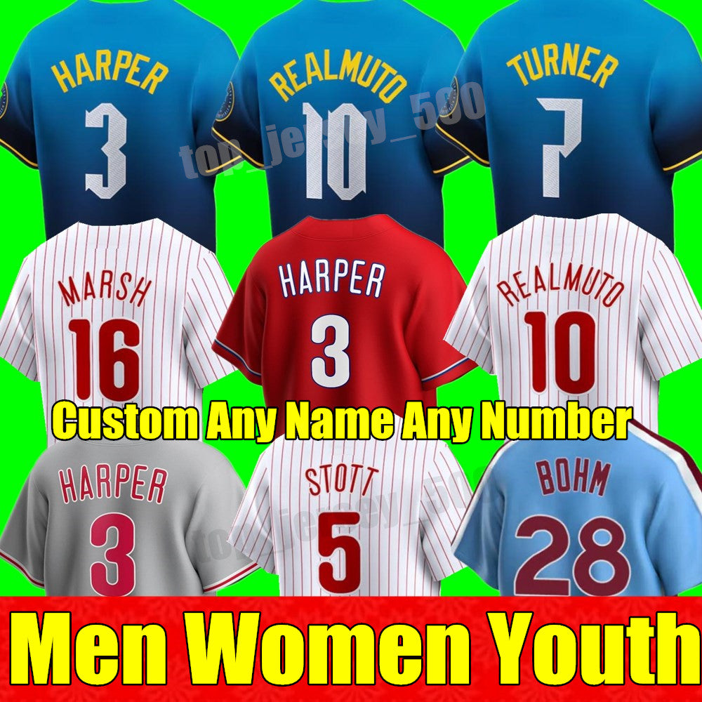 Custom S-4XL 2024 City Connect Baseball Jerseys Men Women youth Bryce Harpe Trea Turner Rhys Hoskins Philadelphia JT Realmuto Phillies Schwarber Kyl