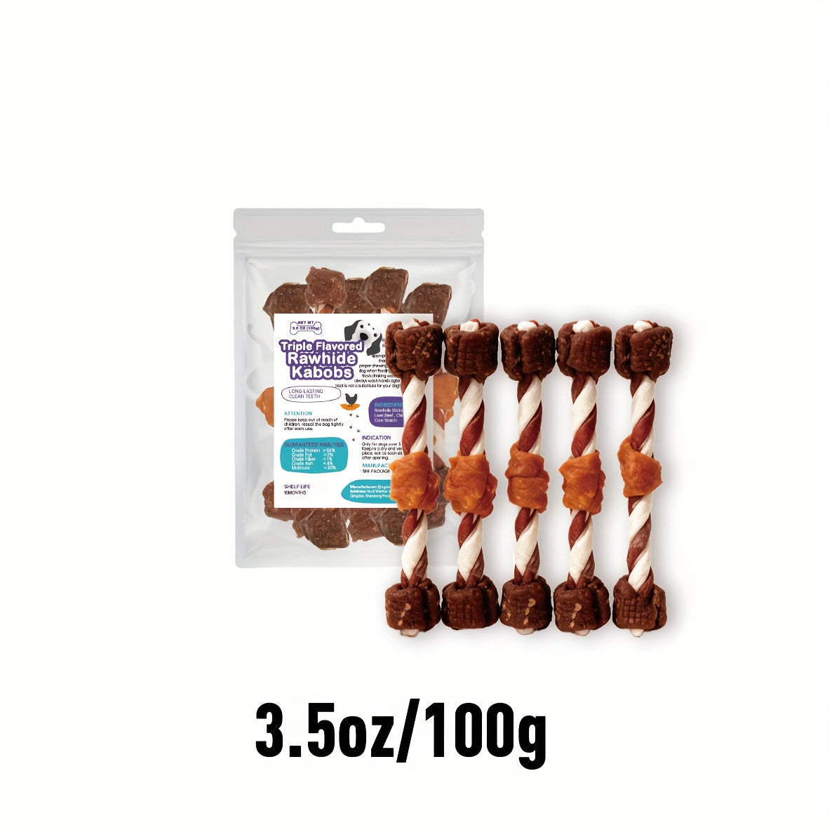 TEMU Triple-flavored , Dog Treats To A -free Chew Made With Real Chicken, Beef And Liver, Long Lasting, High Protein, Dog Chews