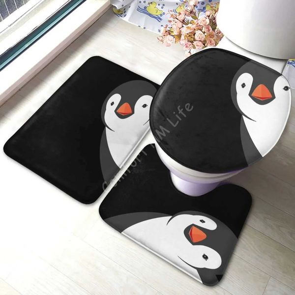 Cute Penguin 3D Bath Mat Toilet Three-piece Set Carpet Waterproof Bathro Carpets Toilet Seat Cover Floor Mat Bathro Decor Z250211