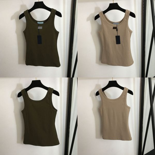 Summer Sports Vest Designer Metal Logo Knitted Vest Women Knits Tee Luxury Tank Tops Stylish Slim Tanks Tees