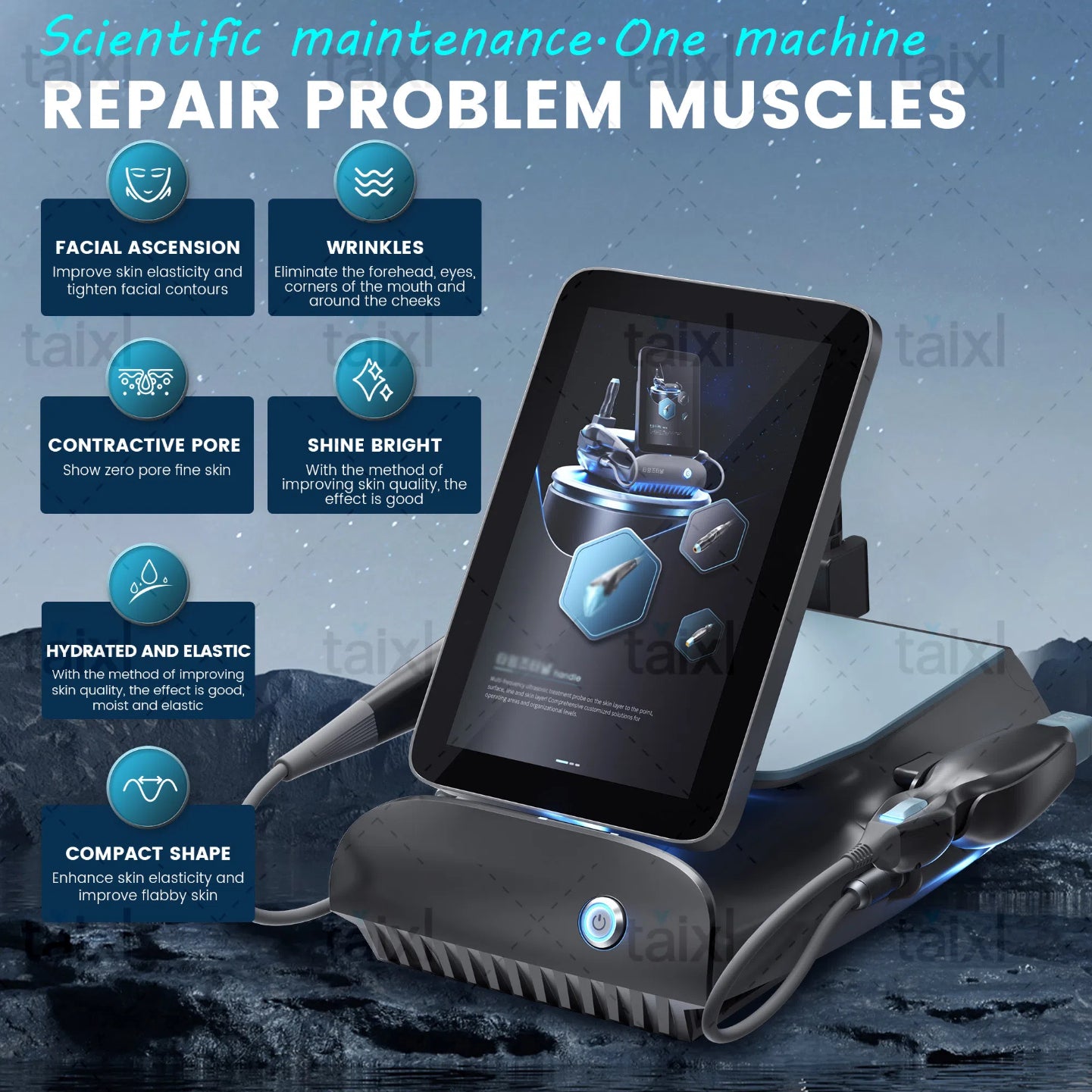 Titanium Ultrasound 3 in 1 Enhance Cell Vitality and Cell Metabolism Anti-Aging Beauty Instrument Suitable for Beauty Salons