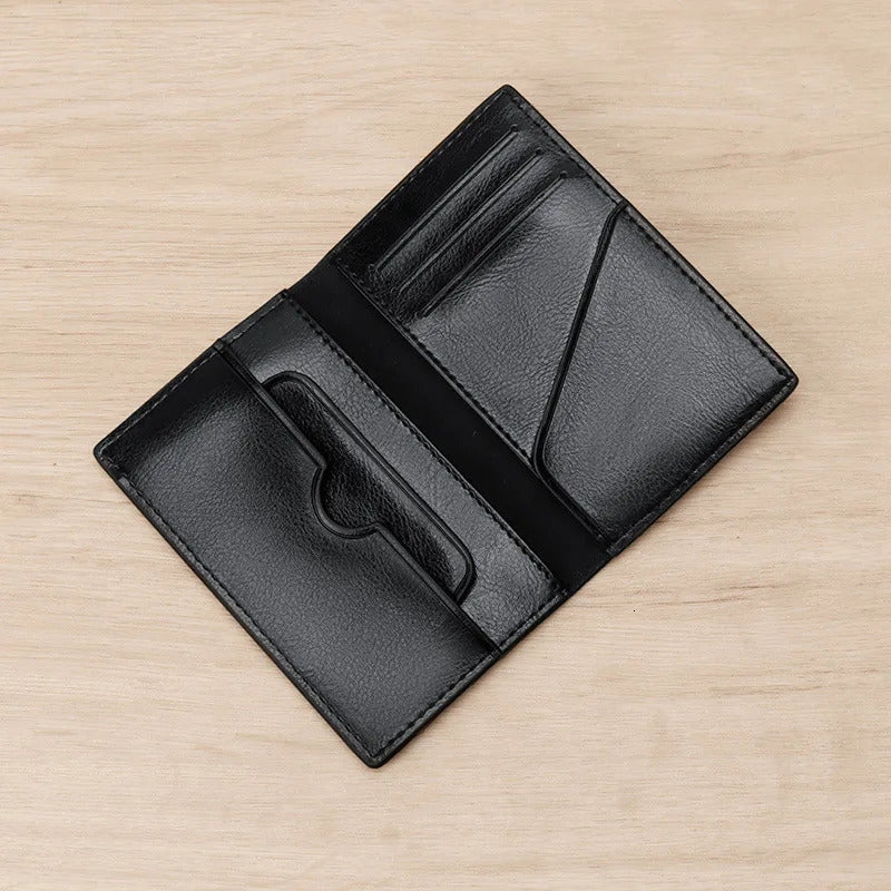 Card Holders Thin Mens Wallets Genuine Leather ID Credit Card Holder Bifold Slim Small Black Card Case Wallet for Men 250208
