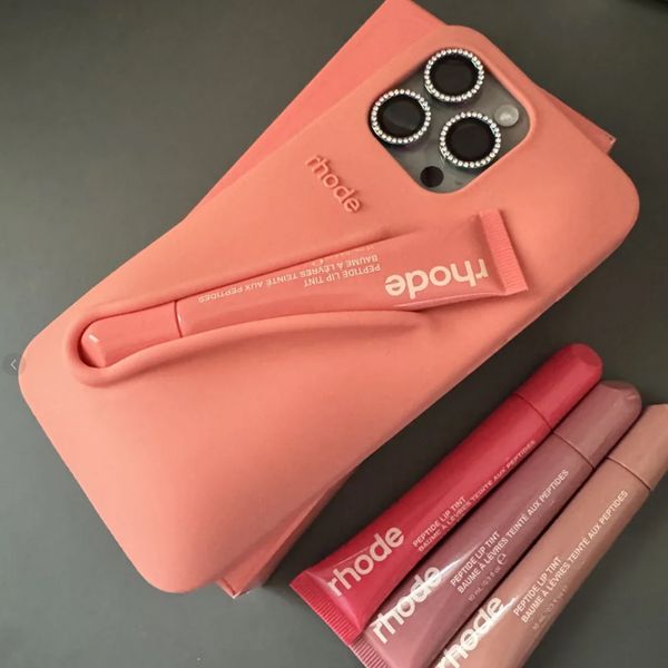 Rhode Phone Case Apple 15 16promax Phone Case Lipstick Design Lip Color Lipstick lipstick 3D Silicone iPhone Case 14 13 12 11 Pro Max Bracke