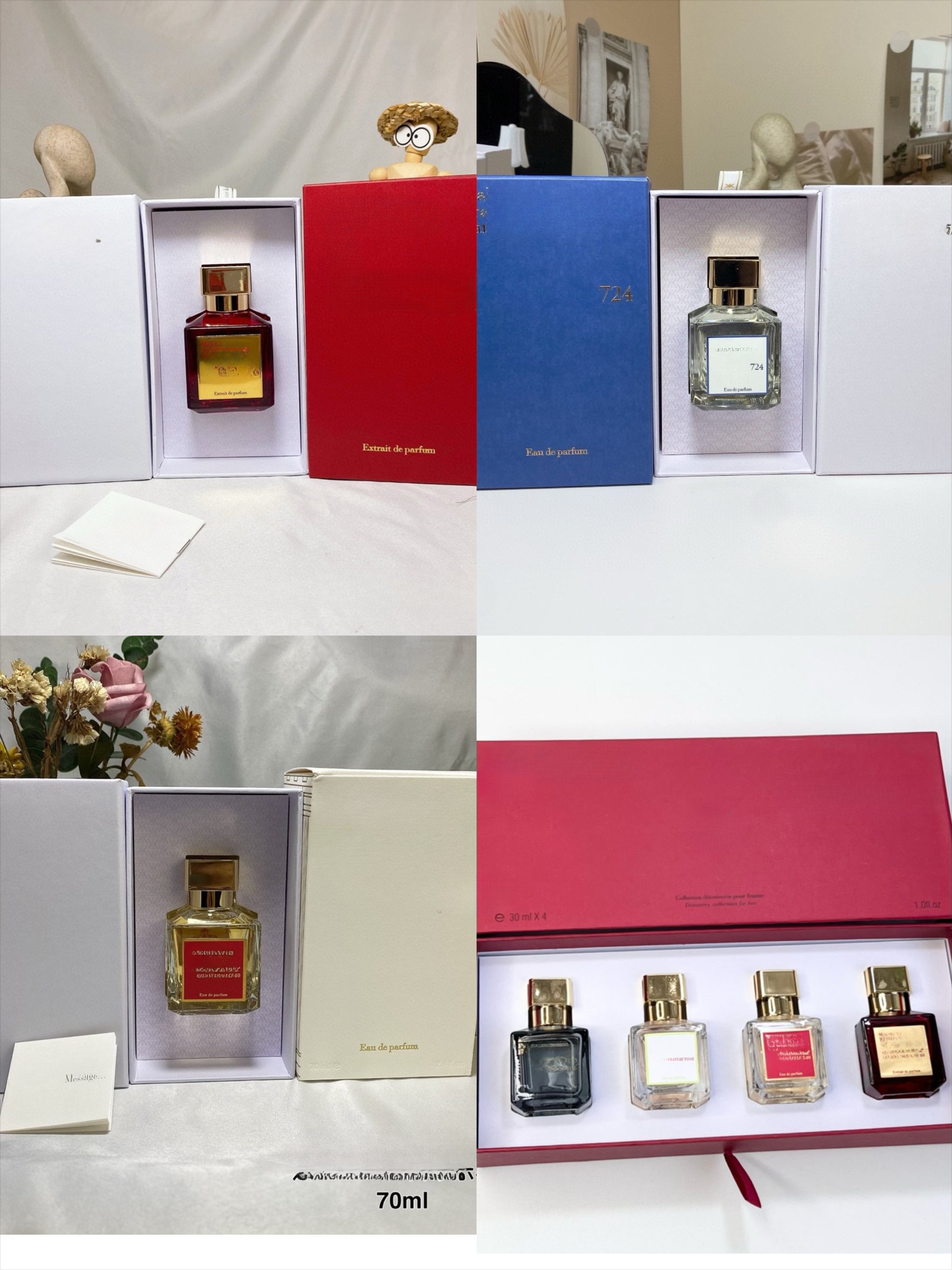 Male and female perfume designers Women&#039;s spray Fresh and durable 30ml * 4 perfume Popular and durable perfume 70ml