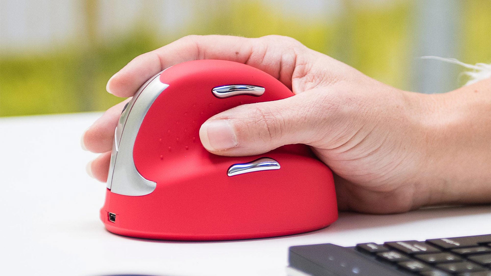 R-Go-Tools Bluetooth Vertical Ergonomic Mouse, Red, Rechargeable Right