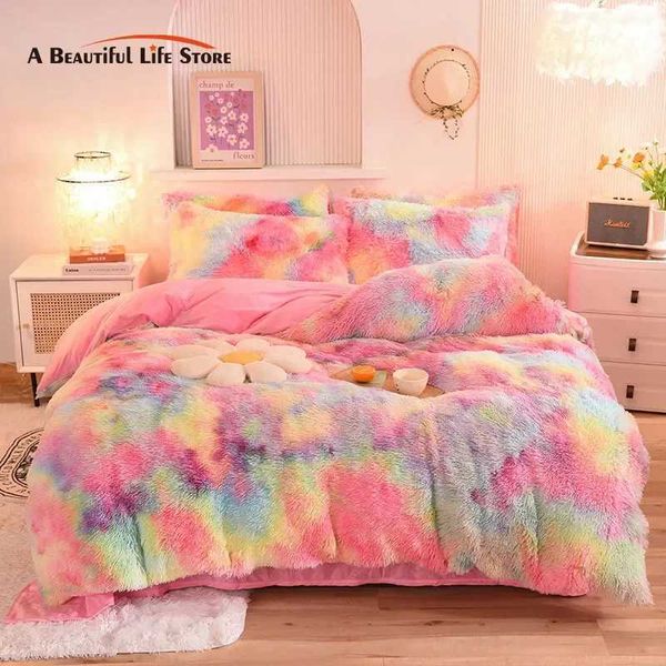 Super Shaggy Coral Fleece Warm Cozy Princess Bedding Set Mink Velvet Quilt-Duvet Cover Set Bed Comforter Blanket casesC250111