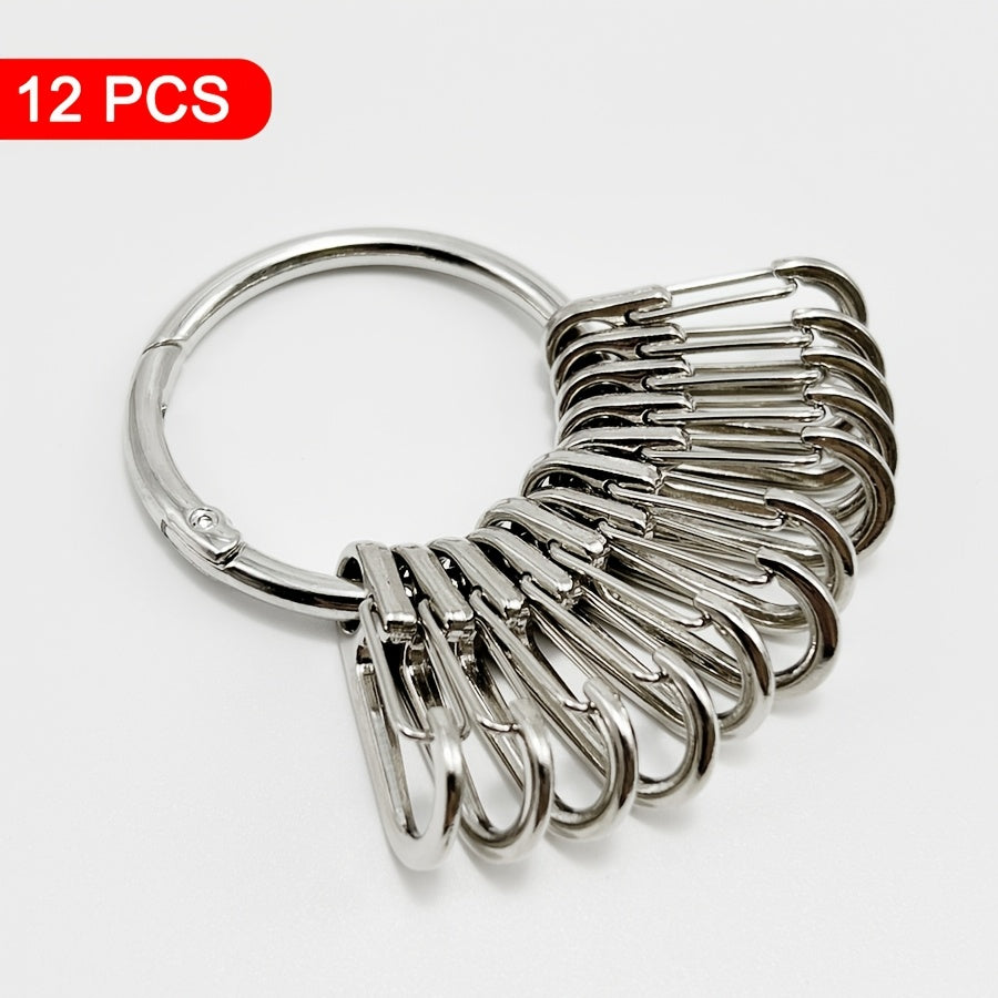 TEMU 12pcs Alloy Key Rings With 4.6cm-1.81inch Circular Hooks - Quick Release , Portable Car Keychain, Backpack Hanger, Ideal For Men And Women,