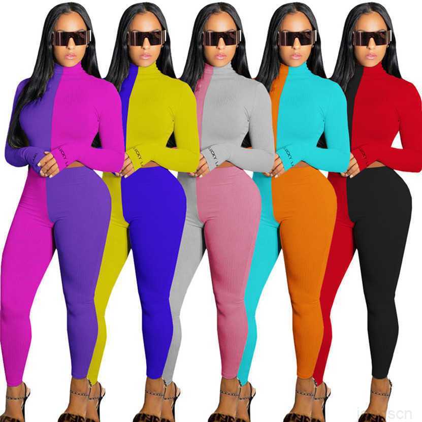 Plus size 2X Women fall winter clothing outfits panelled two piece set long sleeve sweatshirt crop top pants casual tracksuits