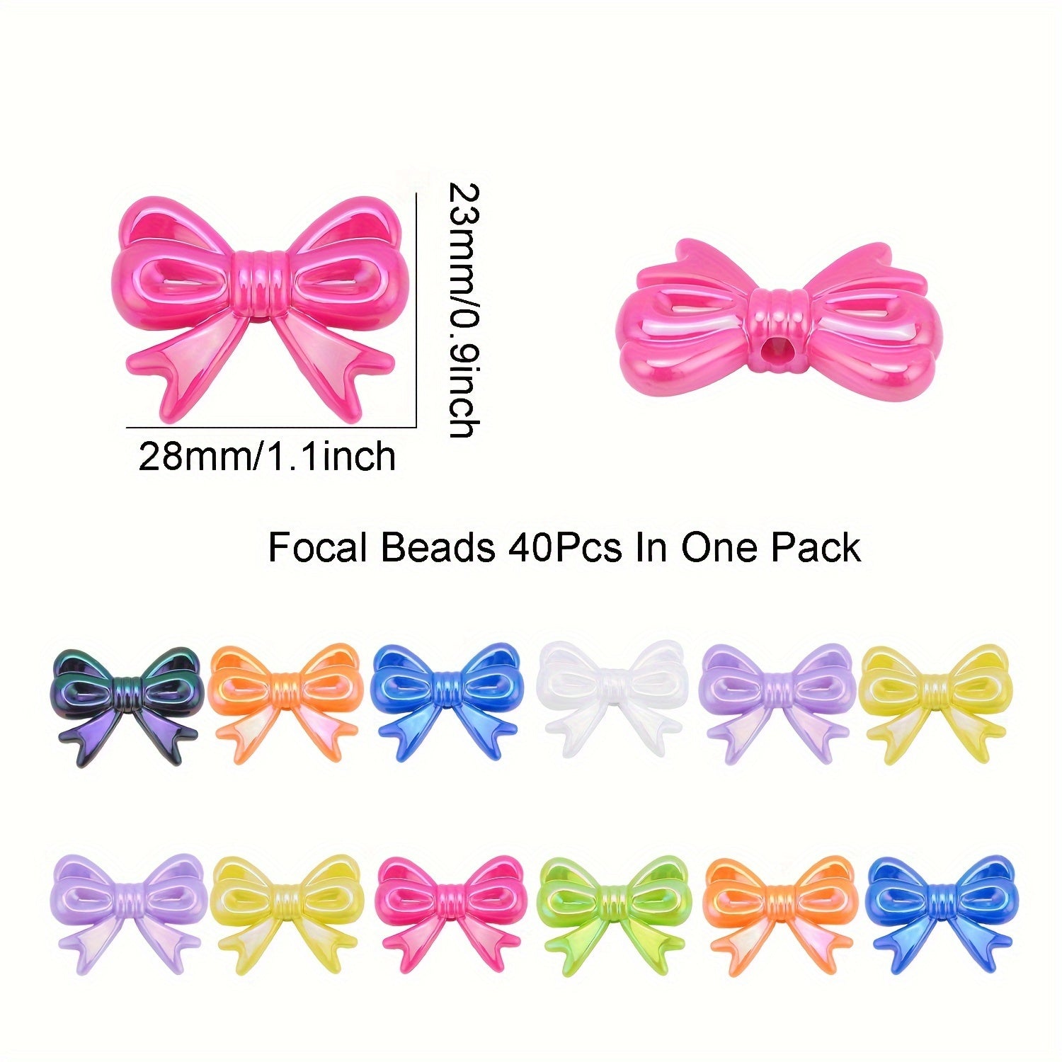 TEMU 40pcs Mix Colors Beads For Pens Bulk For Beaded Pens Bow Beads For Beadable Pens Acrylic Beads For Keychain Making Jewelry Making Bracelet