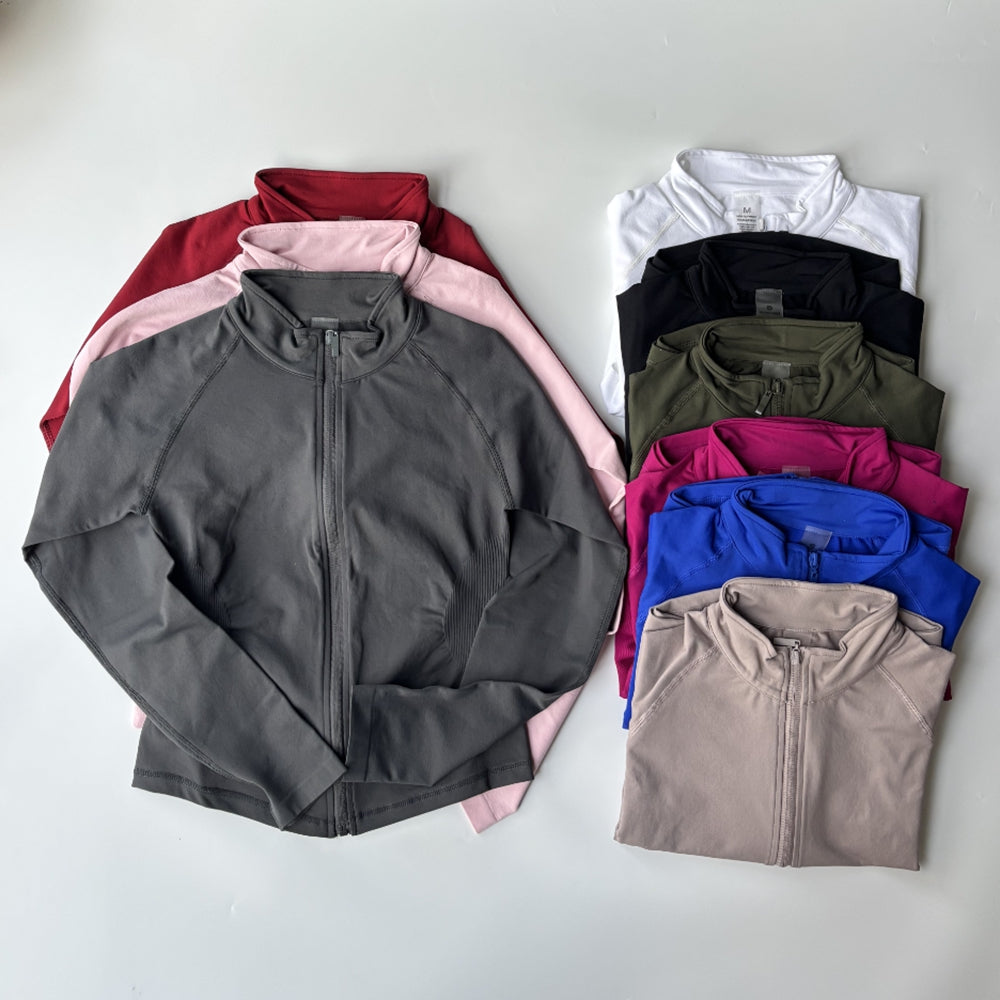 Women Yoga Jacket Zipper Workout Sports Coat Fitness Gym Jacket Activewear Running Sports Top Solid ZipTraining Sweatshirt Outfits Sportswear Trainn