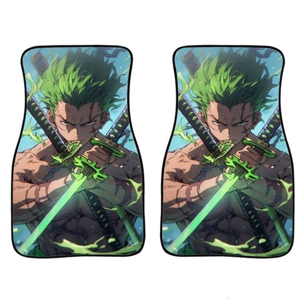 Two Piece Set Of Car Universal Floor Mats, Anime Zoro Pattern Four Season Universal Front Floor Mat Cover