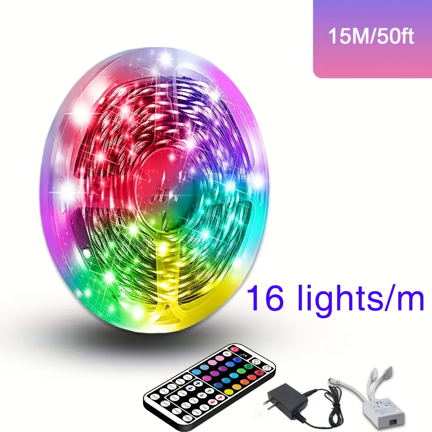 TEMU Led Lights For Bedroom Color Changing Strip Lights With 44-key Remote Control Rgb Strip, For Room Home Party Halloween Decorlroom Wall Decor