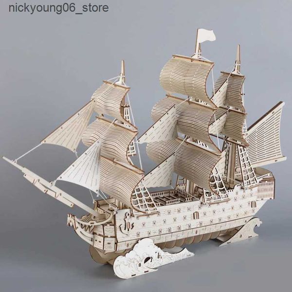 3D Puzzles Warship Wooden 3D Puzzles HMS Victory Vessel British Classic Ship Sailboat Model Kits DIY Educational Toys For Children Kids L240