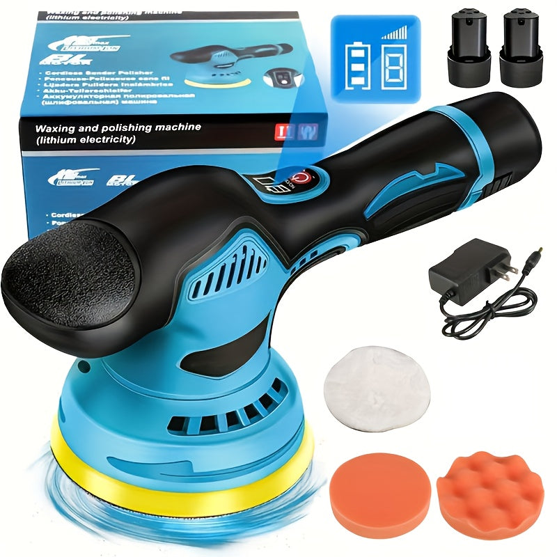 TEMU Portable Wireless Car Waxing Polishing Machine For Scratch Removal Includes 4 Polishing Pads (orange, Black, Red, White) And Power Adapter