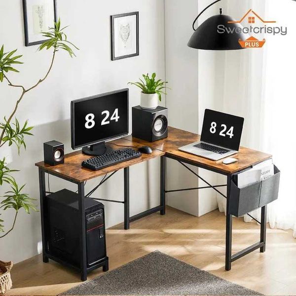 Other Furniture Sweetcrispy Plus 50 Inches L Shaped Desk - Computer Desk Corner Desks Gaming Desk PC Table with CPU Stand Side Bag for Htion