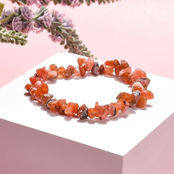 Carnelian(Dyed) Chips Stretch Bracelets