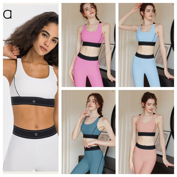 L010 Yoga Suit Womens Summer Adjustable Shoulder Strap Shock-proof Sports Bra Elastic Waist Training Yoga Pants Activewear Set