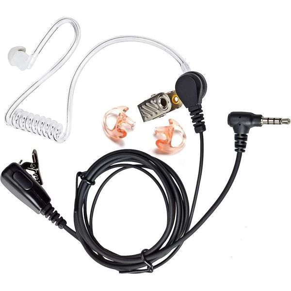acoustic tube earphones monitoring law enforcement earpiece microphone-PTT with a pair of medium-sized earmuffs suitable for Yaesu FT-60 FT-