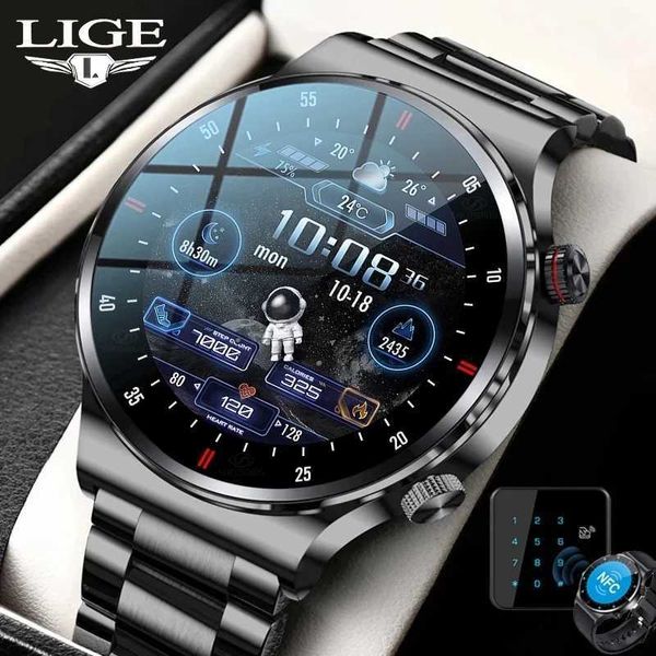 LIGE NFC BT Call Smart Watch Men New HD Screen Sport Bracelet Waterproof Custom Watch Face Men SmartWatch For IOS Android T241213