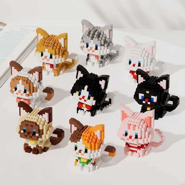 2-in-1 Cute Pet Cat Miniature Cat Model Building Block Childrens Mini City Cartoon Animal Diamond Brick Education Toy Childrens Gift CL24082