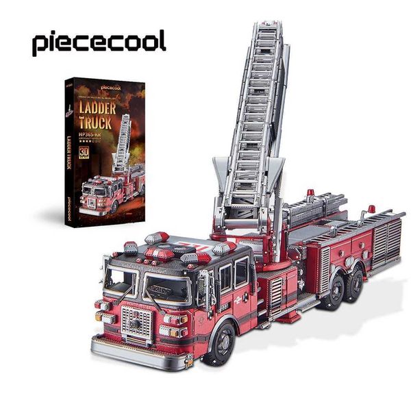 Architecture-DIY House Piececool 3D Metal Puzzles Ladder Truck Assembly Model Kits Engineer Vehicle Collection Model DIY Jigs for Home Decor