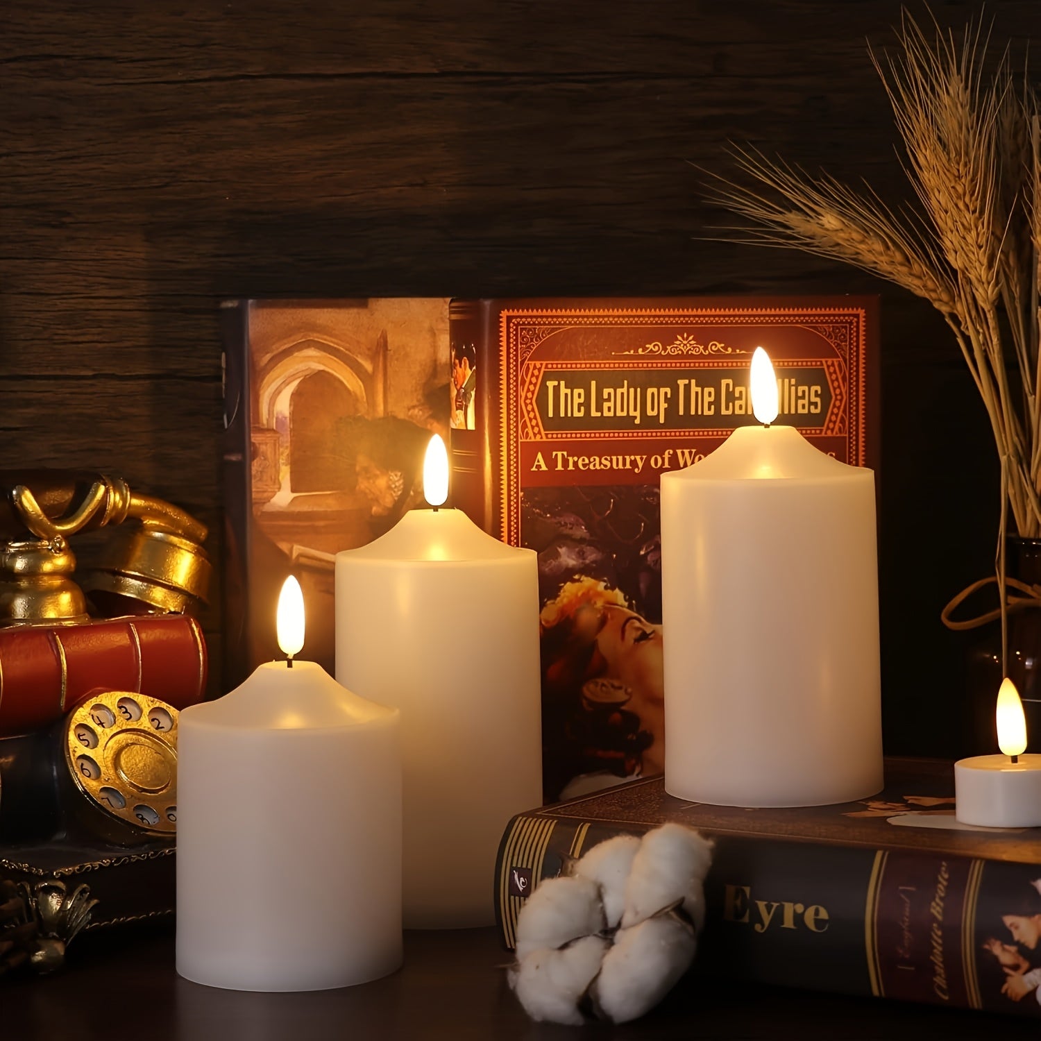 TEMU 3pcs Flameless Candle Lights With Remote Control And Dimmer, Flickering Candle Lights, Led Pillar Candles For Halloween, Christmas, Home