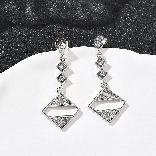 Boucles d'oreilles pendantes en laiton avec micro pavé de zircons cubiques transparents