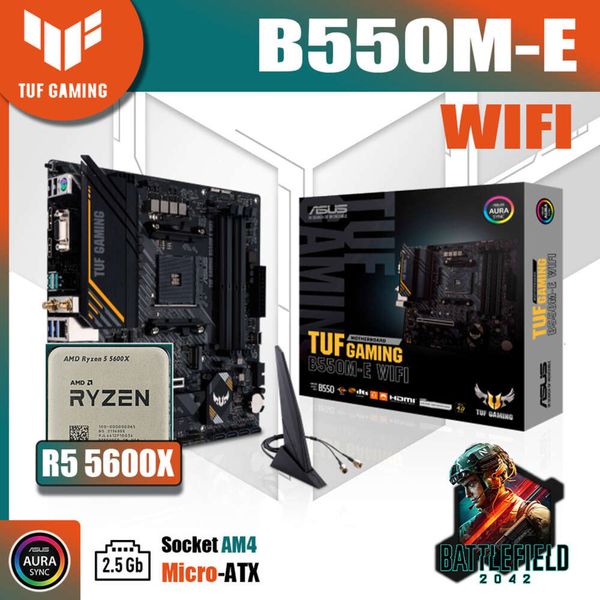 New Kit ASUS TUF GAMING B550M-E WIFI With AMD Ryzen 5 5600X CPU Processor DDR4 Memory Motherboard AM4 mATX RGB Combo