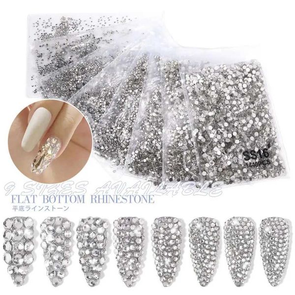 1440pcs transparent-AB SS3-SS16 nail rhinestone sparkling glass diamond round flat back mini rhinestone nail gemstone processing accessories