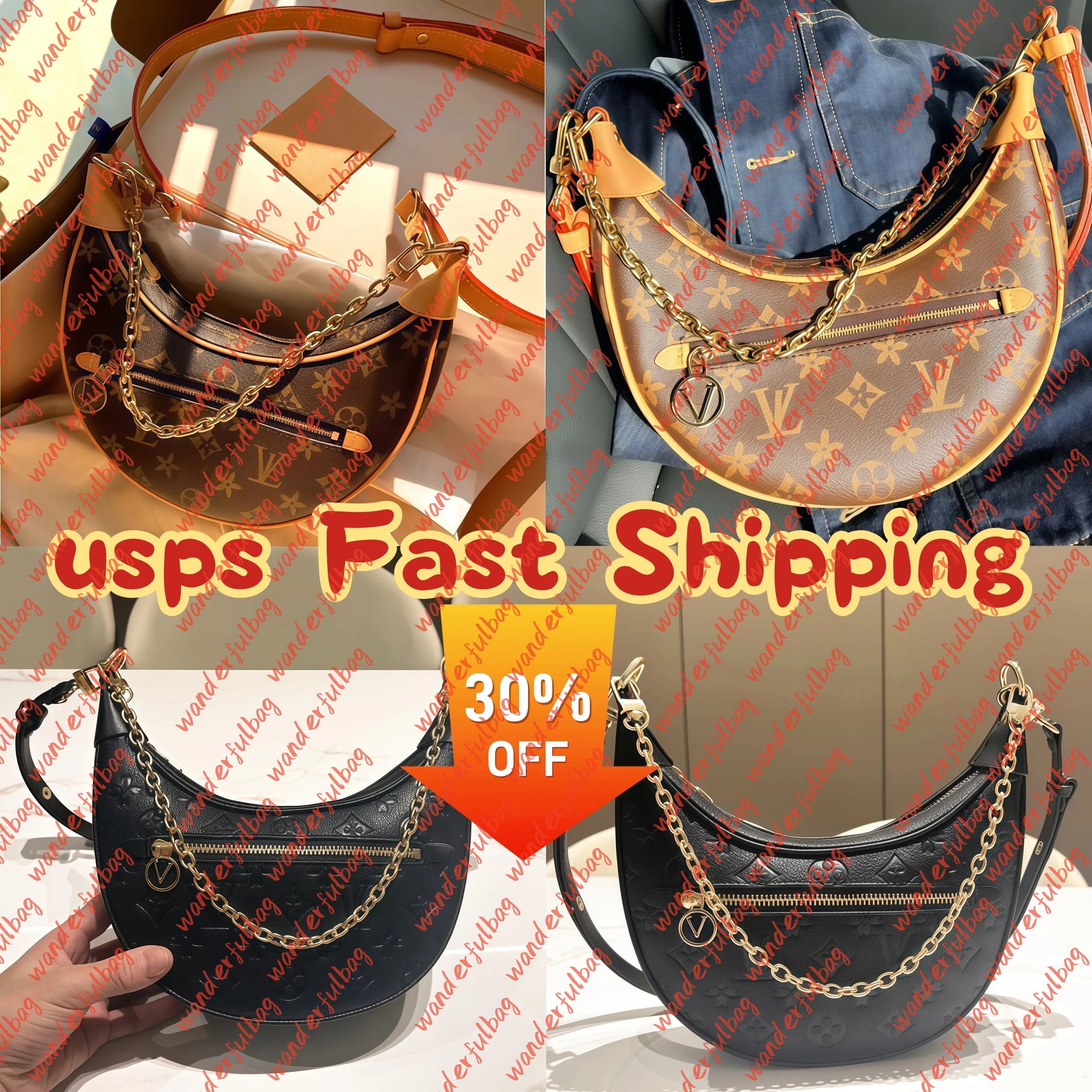 Luxurys Designer Bag Shoulder Bags Diane Crossbody Wallet Women Crescent Bag Dumpling Boulogne Purse Chain Handbag Loop Half Moon Baguette Tote Bags