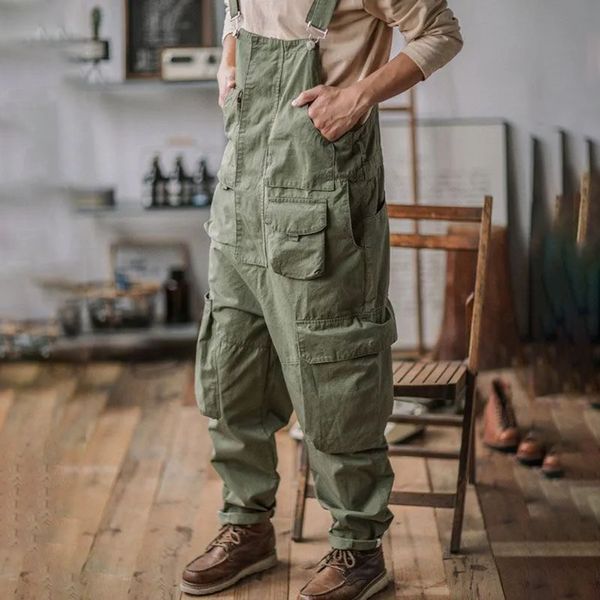 Men&#039;s Jeans Loose Casual Overalls Straight American Retro Ami Khaki Trend Allmatch Onepiece Suspenders Trousers 230628