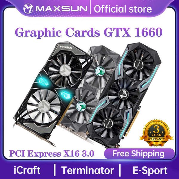 MAXSUN GTX 1660 Super Terminator 6G Graphic Card GDDR6 GPU 192bit Video Gaming 12nm RGB Lighting Video Card For PC Computer