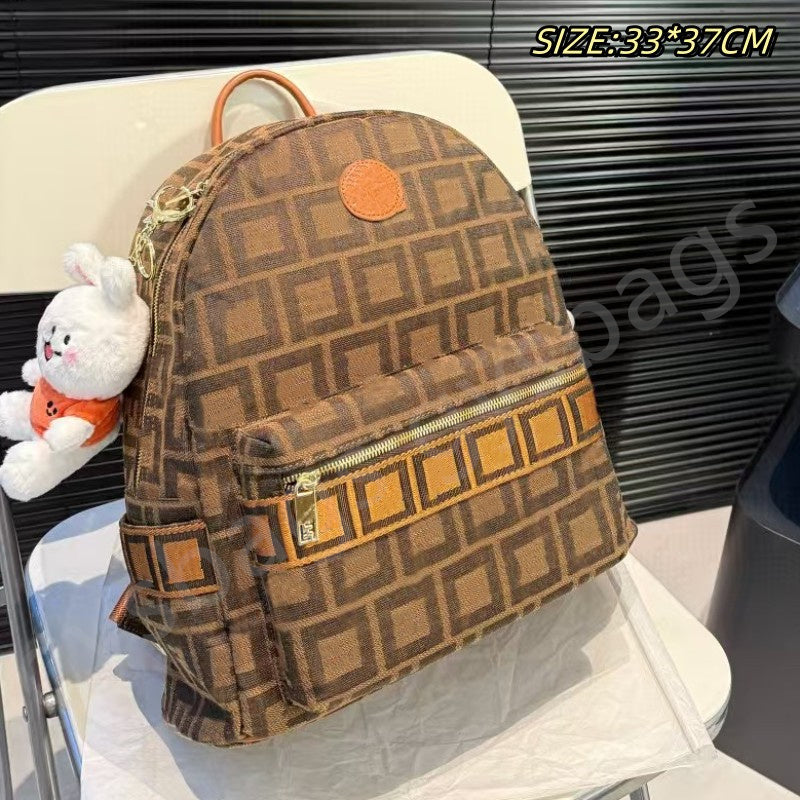 2025 Fashion Designer Style Student Backpack Computer Bag Light Luxury Classic Outdoor Travel Bag Large Capacity Backpack (No Dolls)