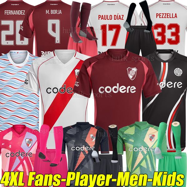 4XL 24-25 River Plate soccer jerseys BORJA PEZZELLA GATTONI ENZO DIAZ LANZINI ALIENDRO FONSECA SOLARI 1986 95 96 98 01 Retro football shirts