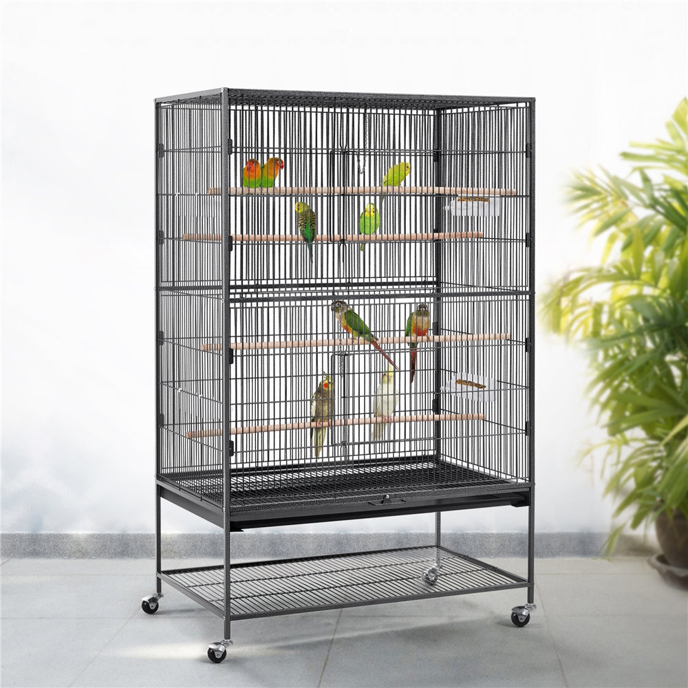 TEMU Halloween 60.5-inch Extra-large Parrot Cage Wrought Cage With Stand, Large Flight Cage For Conures, Parakeets, Cockatiels, African And Small