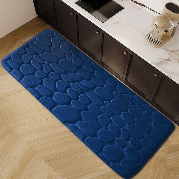 1pc Pebble Design Kitchen Floor Mat Thick Soft Washable Non-slip Absorbent Home Decorative Carpet Bathroom MatXJ241211
