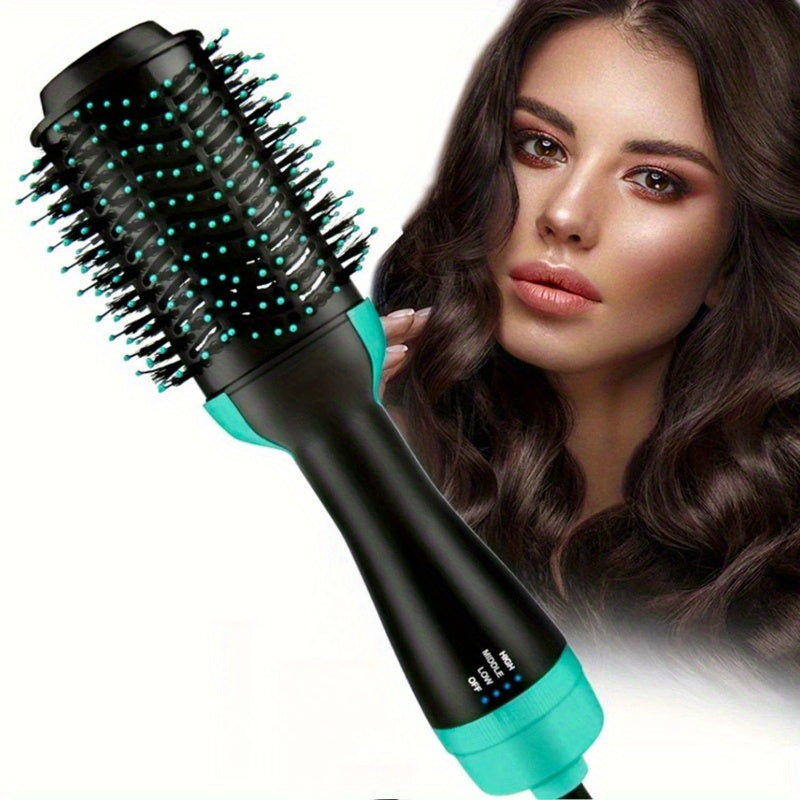 TEMU Hot Air Brush 4in 1 Brush Hair Dryer Styler For Rotary Straightening, Curling, Salon, Tools For Women, Suitable For All Hair Types, Christmas