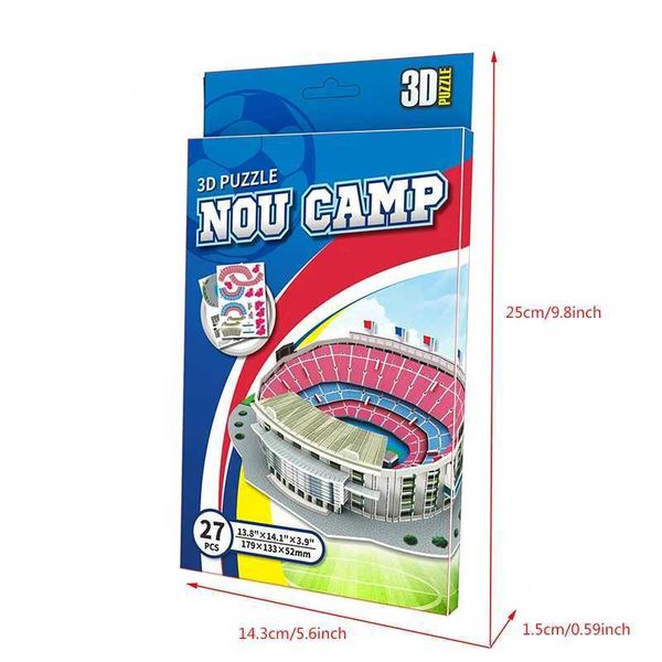 3D Puzzles Feooe Camp Nou Stadium DIY 3D Paper Puzzle Football Field Model Building Stadium Assembly Toys
