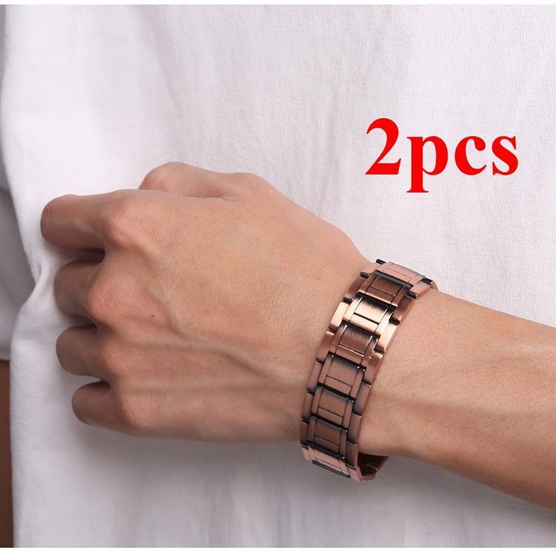 TEMU 's Copper Bracelets, 3x Magnetic Bracelet, With 3500 Magnet, Adjustable Size, With Sizing Tool, Father's Day Gift.