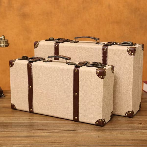 European - style Vintage Wooden Suitcase. It serves as a household organizer, storage box, leather - trimmed travel case, old - fashioned st