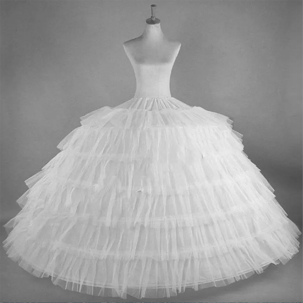 High Quality White 6 Hoops Petticoats for Wedding Dress Plus Size Fluffy Quinceanera Gowns Supplies Underskirt Crinoline Pettycoat Hoop Skirt Bridal
