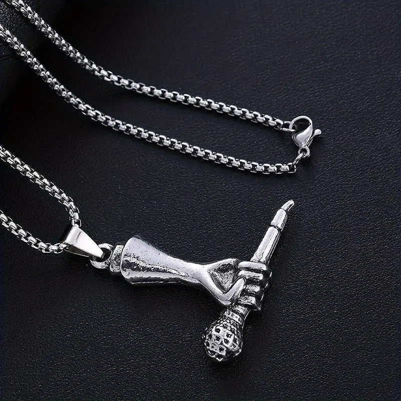 TEMU And Luxurious One-piece Men's Handheld Microphone Necklace To Enhance Your And Create Fashion