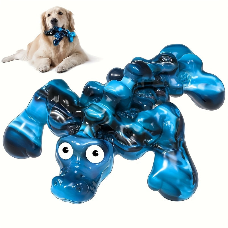 TEMU Indestructible Blue Crocodile Dog Chew Toy - Heavy-duty Nylon Chew Bone With Boxing Design & Aggressive Chewers , Interactive Durable Chew Toy