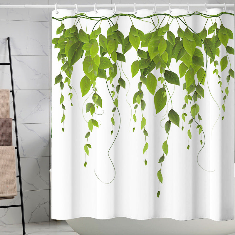 YL-37160 digital shower curtain cross-border plant flower waterproof polyester bathroom four-piece set dry and wet separation moisture-proof