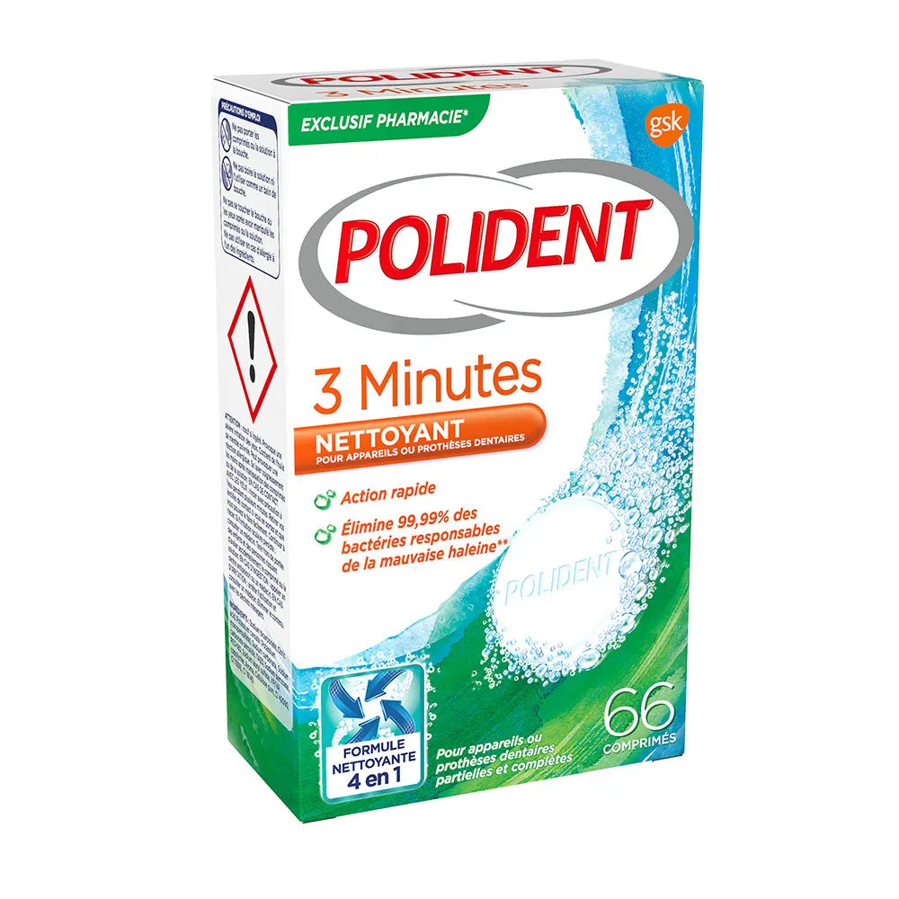 Polident Detergent pentru aparate dentare 3 minute 66 tablete
