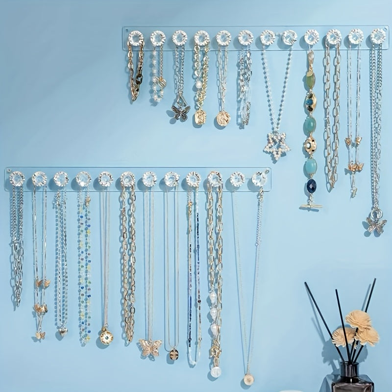 TEMU 1pc Wall-mounted Acrylic Jewelry Holder, Jewelry Hanger For Hanging Necklaces Pendants, Jewelry Display Shelf For Wall, Decorative Jewelry