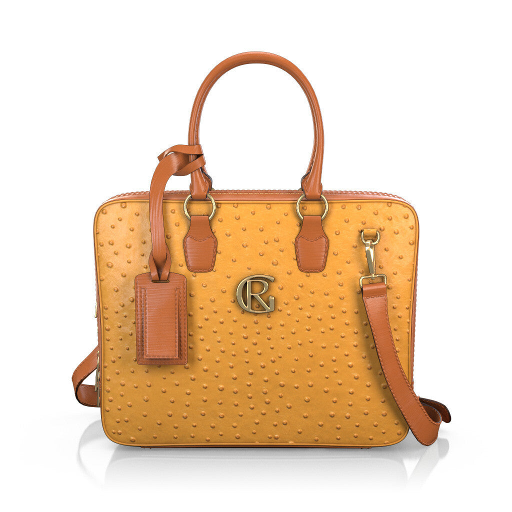 Sac pour ordinateur portable Homme en Cuir estampé Cognac Marron - Sur Mesure - GIROTTI 52189