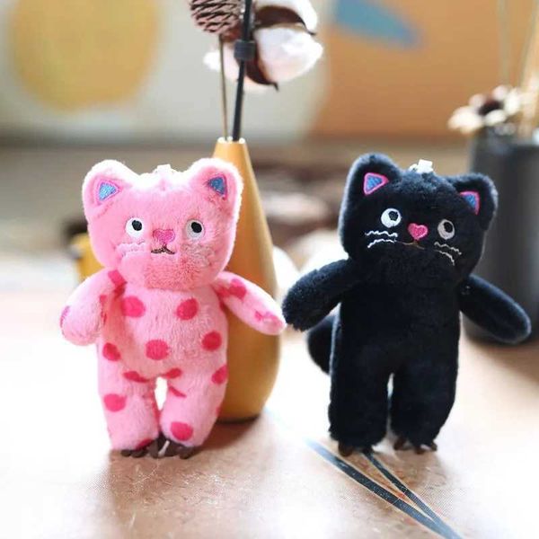Animais de pelúcia de pelúcia de 15 cm de gato rosa pluxhophain fofo pingente de mochila de mochila macio com keyring care de fivela de five